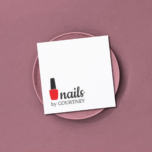 Cartão De Visita Quadrado Unhas brancas e elegantes mínimas