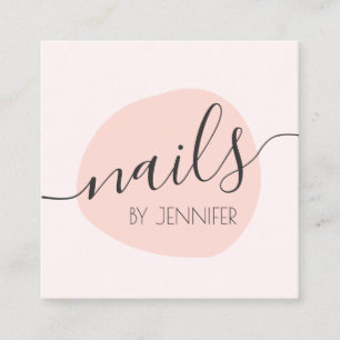 Cartão De Visita Quadrado unhas cor-de-rosa com mínimo brilho moderno