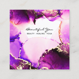 Cartão De Visita Quadrado *~* Unhas De Cabelo Pisca-Se O Magenta-Dourada-Rei