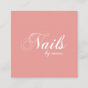 Cartão De Visita Quadrado Unhas de Tipografia Moderna por "Nome" Coral de C