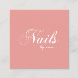 Cartão De Visita Quadrado Unhas de Tipografia Moderna por "Nome" Coral de Có