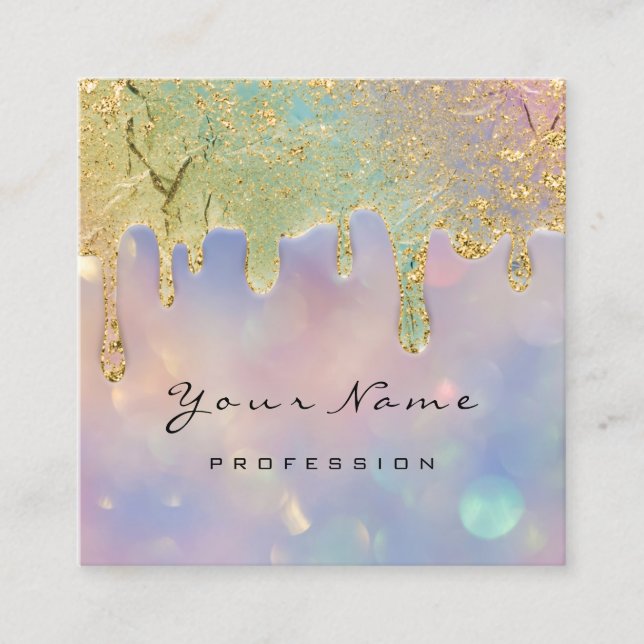 Cartão De Visita Quadrado Unhas de Unidades Holográficas Azuis de Enfumaçado (Frente)