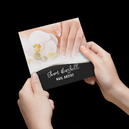 Cartão De Visita Quadrado Unhas e Orquídeas Francesas Manicure Pedicure Salo