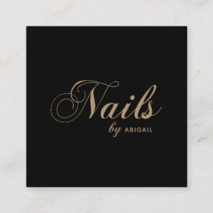Cartão De Visita Quadrado Unhas Elegantes por "Nome" Código QR Mídia socia