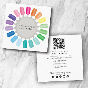 Cartão De Visita Quadrado Unhas Manicure Pedicure Salão de Beleza Artista de