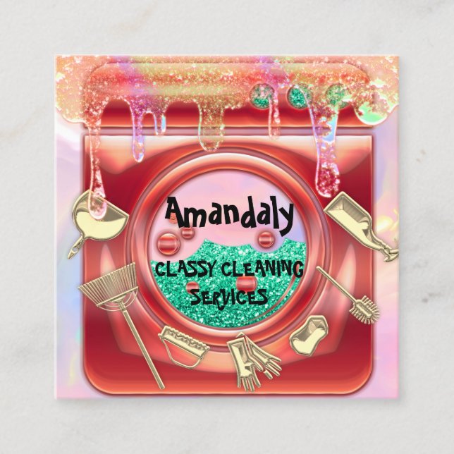 Cartão De Visita Quadrado Unidades Douradas de Inicialização QRCode do Servi (Frente)