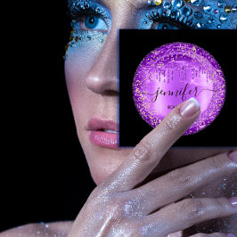 Cartão De Visita Quadrado Unidades Roxas Compradas de Brilho Profissional