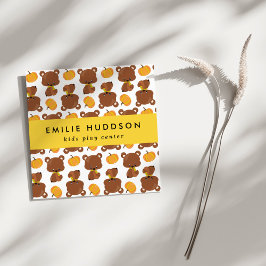 Cartão De Visita Quadrado Ursos Bonitos, Kids Play Center, Centro de Ativida