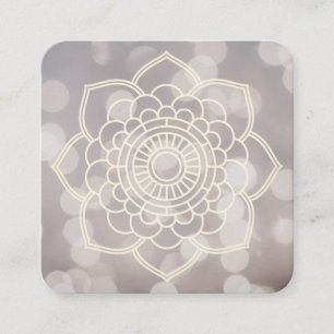 Cartão De Visita Quadrado Variação Bokeh e Mandala