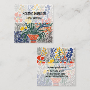 Cartão De Visita Quadrado Vase e Flores Selvagens