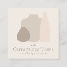 Cartão De Visita Quadrado Vaso de Porcelana de Marfim Feito à Mão Cerâmica