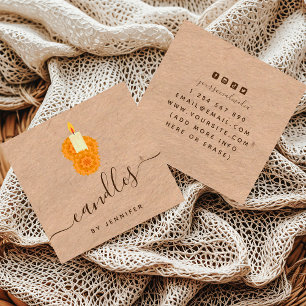 Cartão De Visita Quadrado Velas caseiras Estilo Kraft Papel e Mídia Social