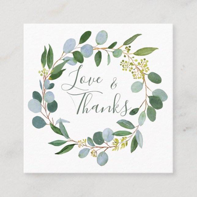 Cartão De Visita Quadrado Verde-casado, solo eucalipto (Frente)