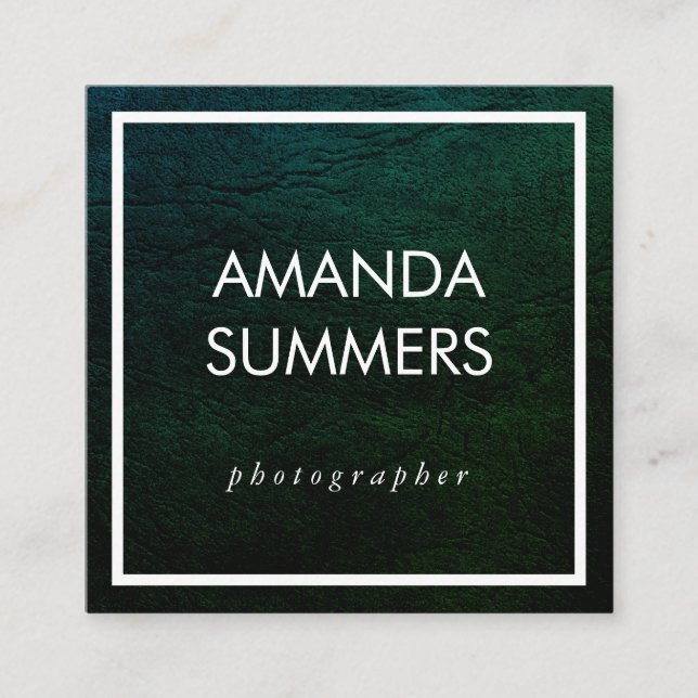 Cartão De Visita Quadrado Verde Distante (Frente)