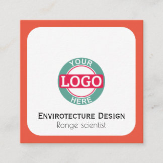 Cartão De Visita Quadrado Vermelho alaranjado moderno do logotipo feito sob