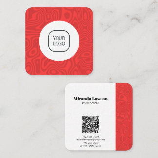 Cartão De Visita Quadrado Vermelho Carmesim Minimalista