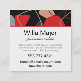 Cartão De Visita Quadrado Vermelho Dramático, Preto, Monograma de Abstrato b