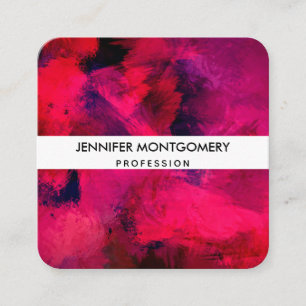 Cartão De Visita Quadrado Vermelho escuro e roxo, preto e Abstrato moderno