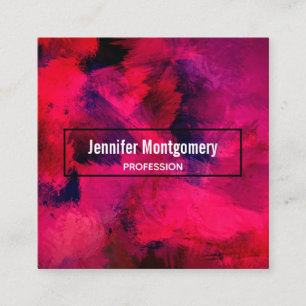 Cartão De Visita Quadrado Vermelho escuro e roxo, preto e Abstrato moderno