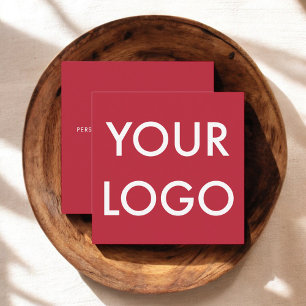Cartão De Visita Quadrado Vermelho moderno minimalista do logotipo
