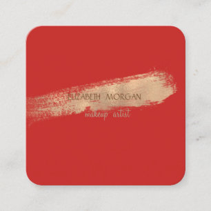 Cartão De Visita Quadrado Vermelho Simples Elegante, Traço De Pincel