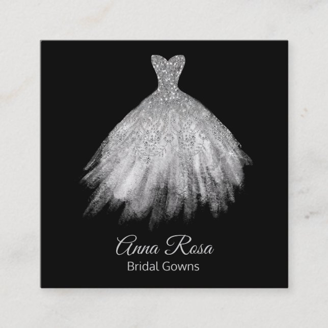 Cartão De Visita Quadrado *~* Vestidos de casamentos de noivado de noiva de  (Frente)