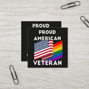 Cartão De Visita Quadrado Veteranos Lgbt - Bandeira Americana 
