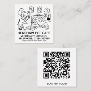 Cartão De Visita Quadrado Vets Animal Care Promocional