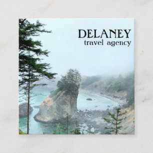 Cartão De Visita Quadrado Viagem de Foto Natural da Praia do Oregon Coast Fo