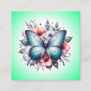 Cartão De Visita Quadrado Vibrante Buquê Floral de Borboleta Arte-96283