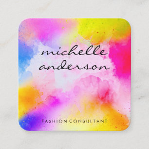 Cartão De Visita Quadrado Vibrante de Aquarela