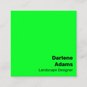 Cartão De Visita Quadrado Vibrante Moderno Verde Brilhante Simples