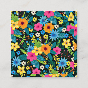 Cartão De Visita Quadrado Vibrantes Flores Ditsy Padrão Floral Design-43785