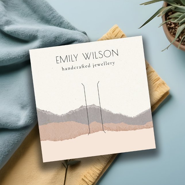 Cartão De Visita Quadrado Vídeo do Clipe de Onda do Pastel Blush Kraft Mount (Criador carregado)