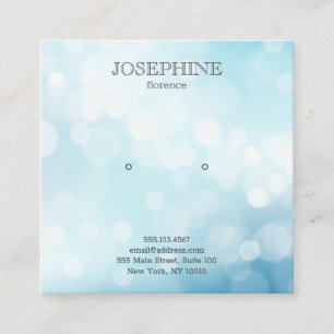 Cartão De Visita Quadrado Vídeo Glamoroso Azul Bokeh Jewelry Stud Earring