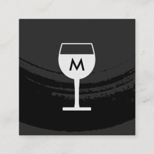 Cartão De Visita Quadrado Vidro de vinho preto escovado artístico do