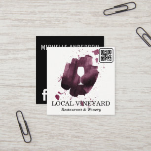 Cartão De Visita Quadrado Vidro   Pincel Expressivo   Código QR