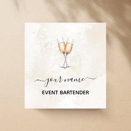 Cartão De Visita Quadrado Vidros de champanhe Elegante do barman de eventos