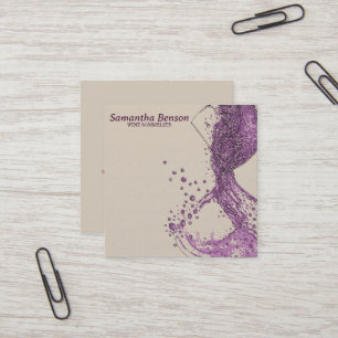 Cartão De Visita Quadrado Vinho profissional Vidro Vidro Vinho Sommelier