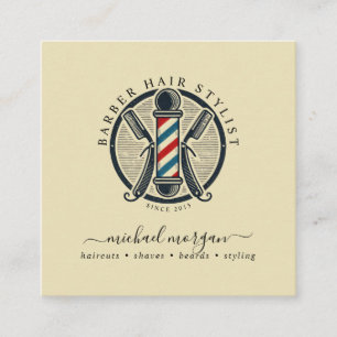 Cartão De Visita Quadrado Vintage Barber Compra Cabelo - Stylist Barber