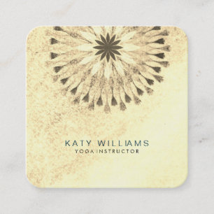Cartão De Visita Quadrado Vintage da aguarela da flor de Lotus do instrutor