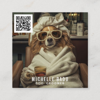 Cartão De Visita Quadrado Vintage Dog Groomer