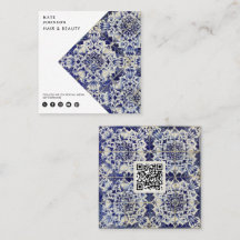 Vintage Geométrico Blue Código QR - Mídia social