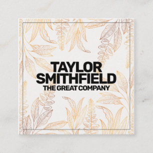 Cartão De Visita Quadrado Vintage Gold Foil Floral