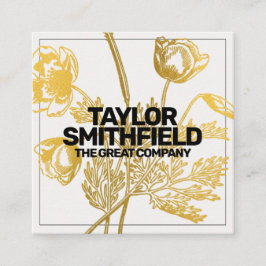 Cartão De Visita Quadrado Vintage Gold Foil Floral