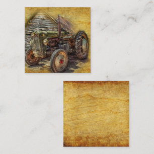 Cartão De Visita Quadrado Vintage Green Trator - Velho Celeiro
