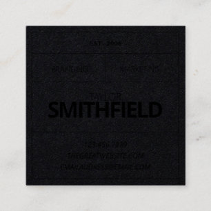 Cartão De Visita Quadrado Vintage Industrial Black em Black Tone