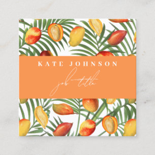 Cartão De Visita Quadrado Vintage Mango & Greenerence QR Code Logotipo comer