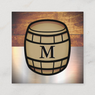 Cartão De Visita Quadrado Vintage Old Wood Folha de metal Barrel
