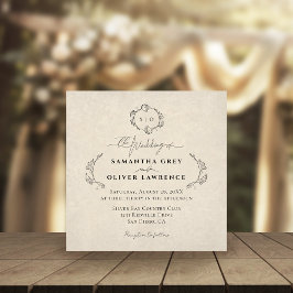 Cartão De Visita Quadrado Vintage Simple Elegant Wedding Invitation Card